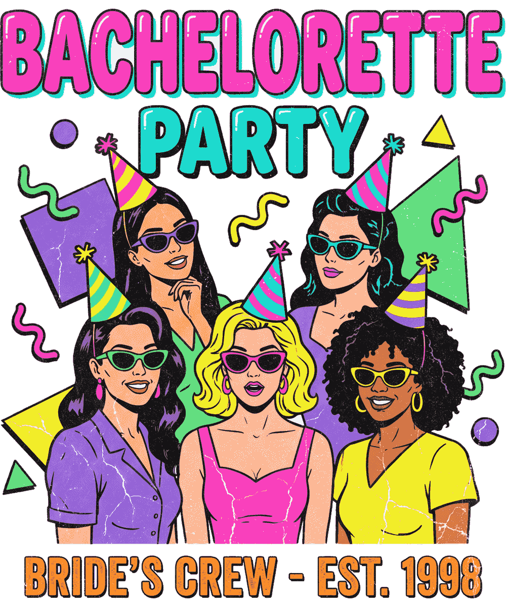 Bachelorette Party vintage 90s graphic tee design