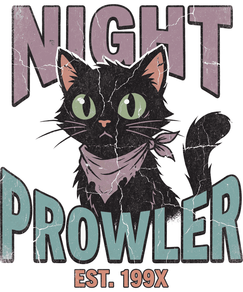 Black Cat vintage 90s graphic tee design