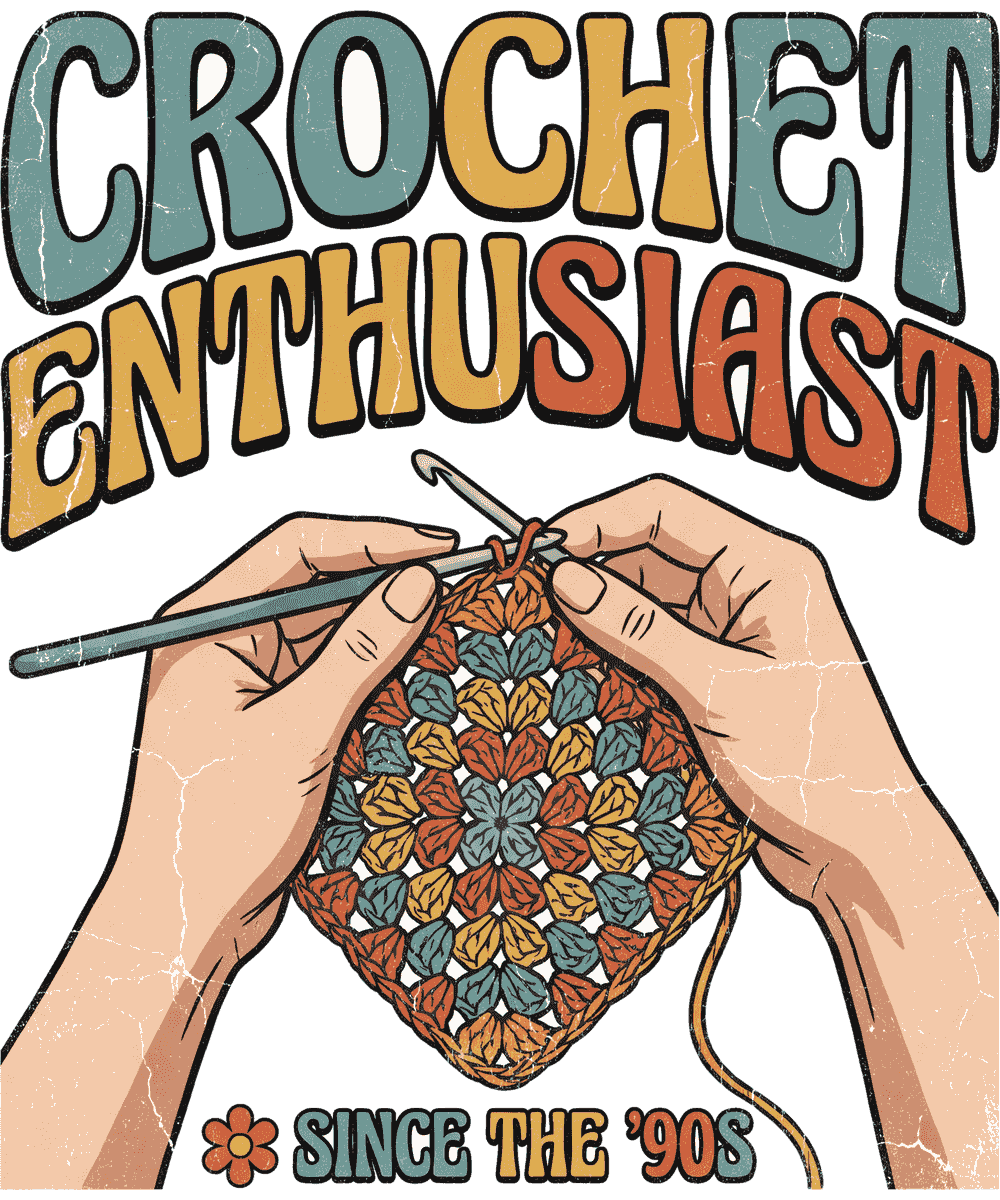 Crochet Enthusiast vintage 90s graphic tee design