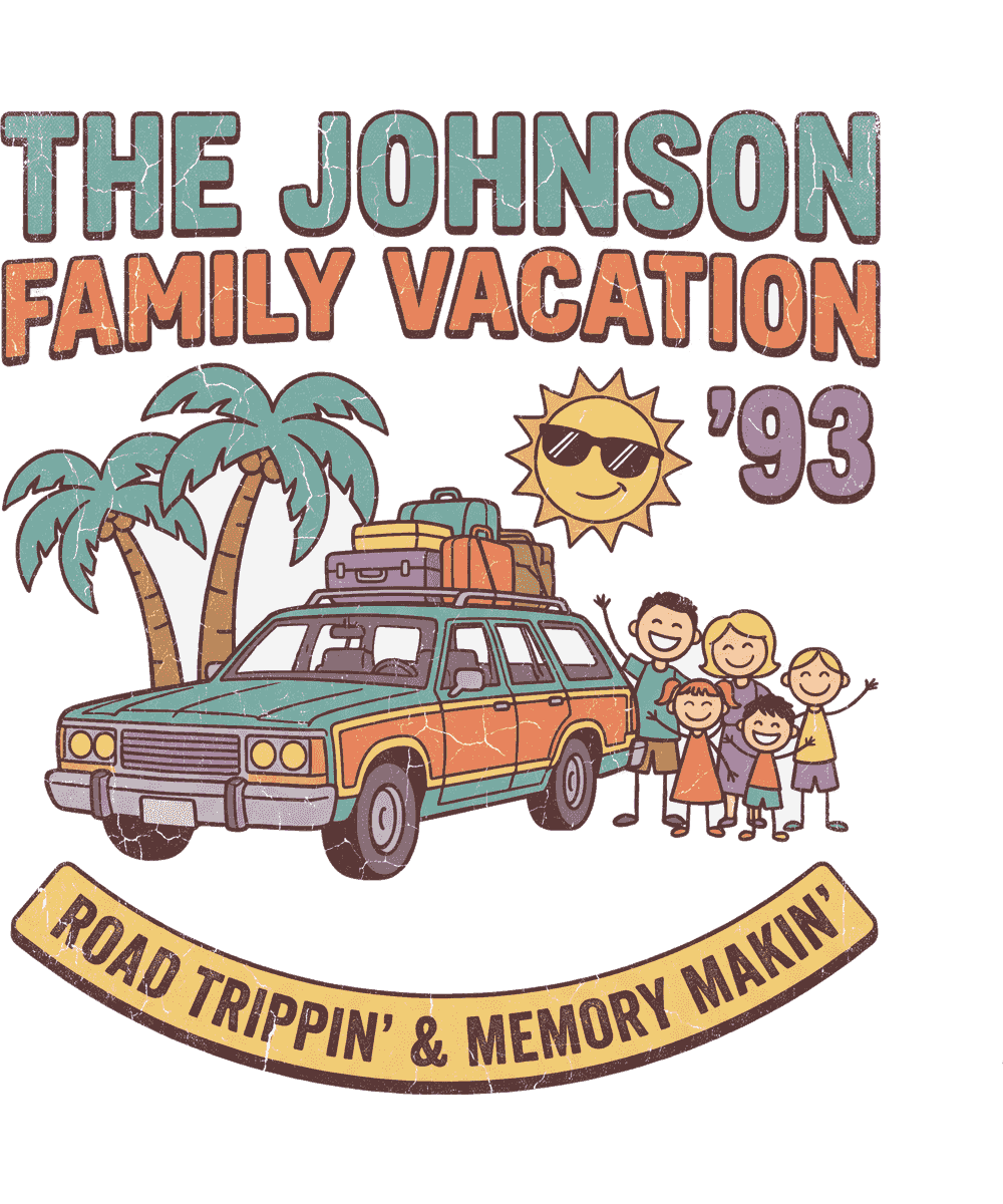 Family Vacation vintage 90s graphic tee design