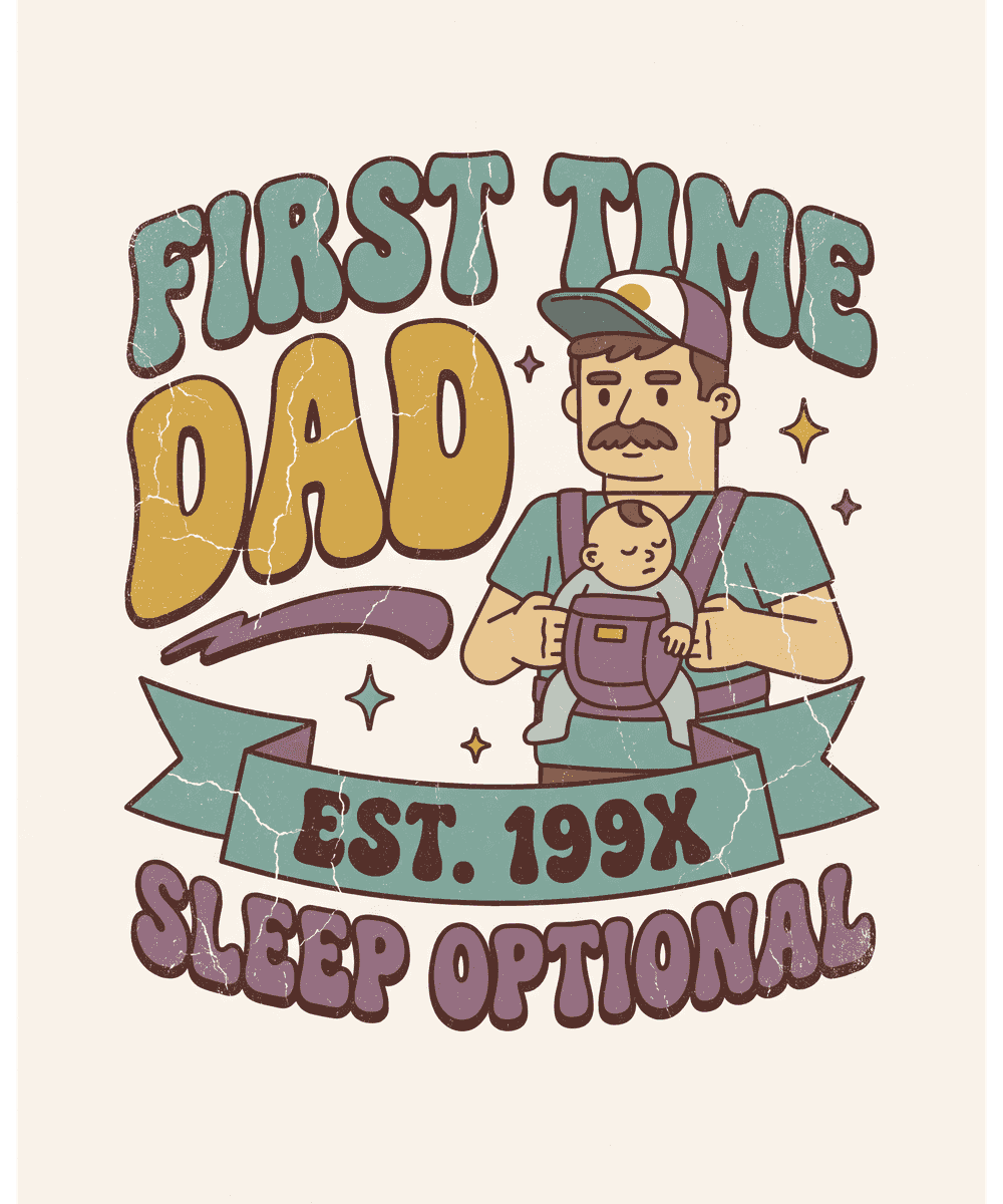 First Time Dad vintage 90s graphic tee design