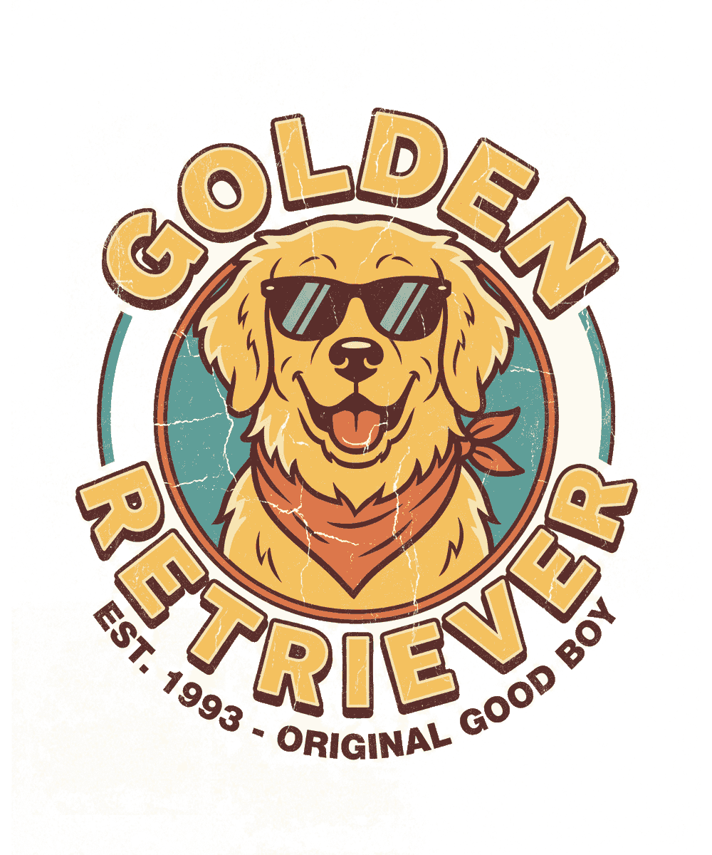 Golden Retriever vintage 90s graphic tee design