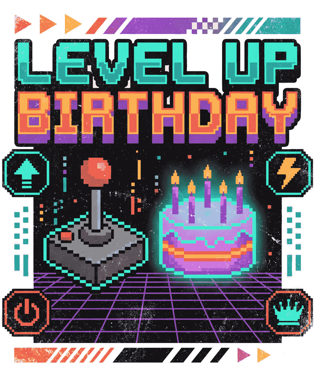 Level Up Birthday vintage 90s graphic tee design