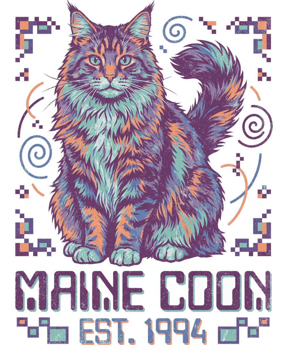 Maine Coon vintage 90s graphic tee design