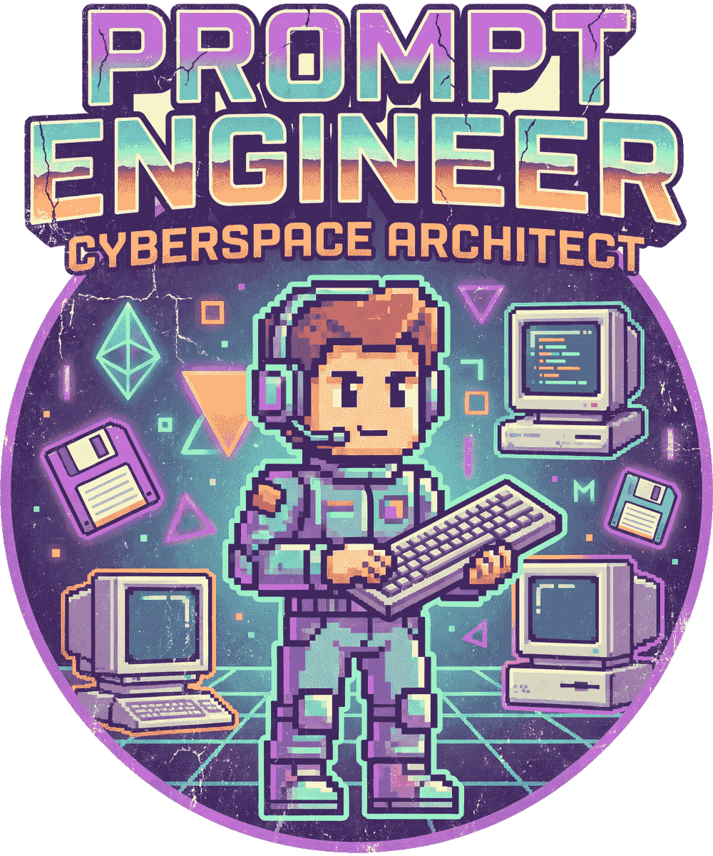 Prompt Engineer vintage 90s graphic tee design