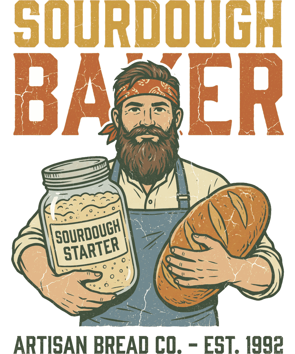 Sourdough Baker vintage 90s graphic tee design